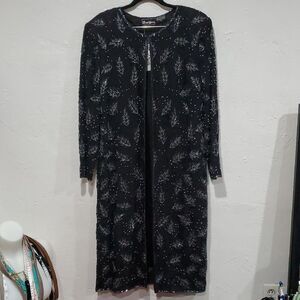 Black Leaf Pattern Long Coat